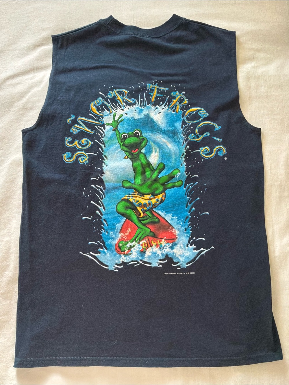 Senor Frog's Beach Bar Fun & Beer Men's Large Blue Sleeveless Tank Bahamas